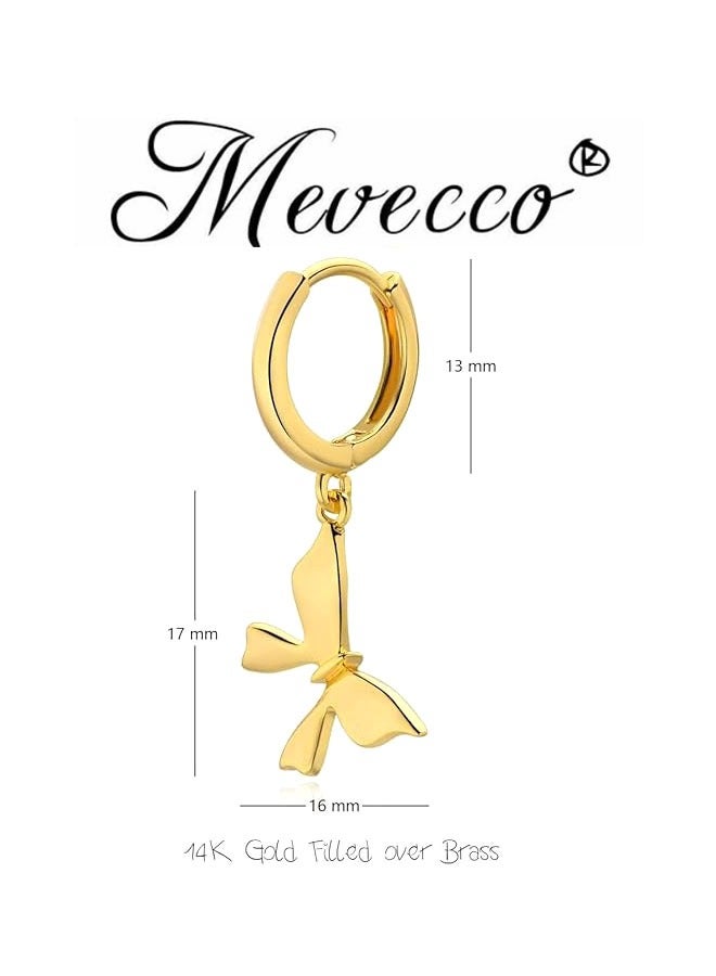 ميفيكو المرأة Huggie أقراط الذهب هوب النائم 14K الذهب شغل صغيرة بسيطة اليدوية هيبوالرجينيك مجوهرات يومية - Image 4