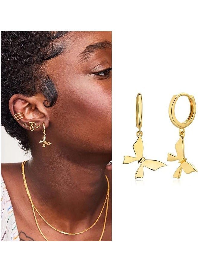 ميفيكو المرأة Huggie أقراط الذهب هوب النائم 14K الذهب شغل صغيرة بسيطة اليدوية هيبوالرجينيك مجوهرات يومية - Image 3