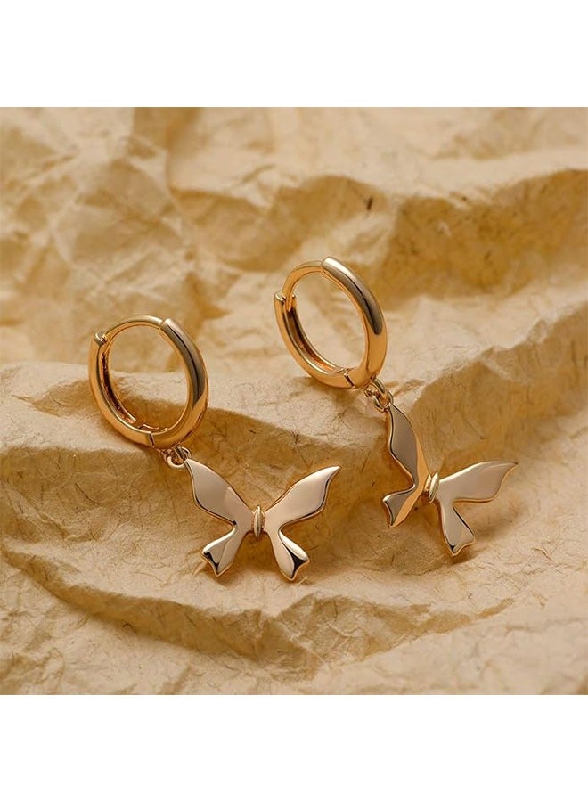 ميفيكو المرأة Huggie أقراط الذهب هوب النائم 14K الذهب شغل صغيرة بسيطة اليدوية هيبوالرجينيك مجوهرات يومية - Image 5