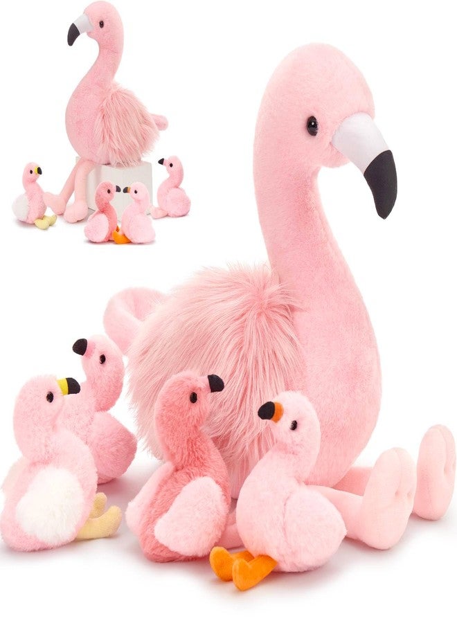 MorisMos Plush Flamingo Stuffed Animals-18in Mommy Stuffed Flamingo with 4 Baby Bird Toys for Girls Boys,Pink Bird Stuffed Animal Gift for Kids Women Birthday Decor Baby Shower Christmas - Image 1