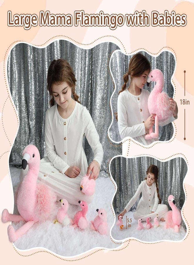 MorisMos Plush Flamingo Stuffed Animals-18in Mommy Stuffed Flamingo with 4 Baby Bird Toys for Girls Boys,Pink Bird Stuffed Animal Gift for Kids Women Birthday Decor Baby Shower Christmas - Image 4