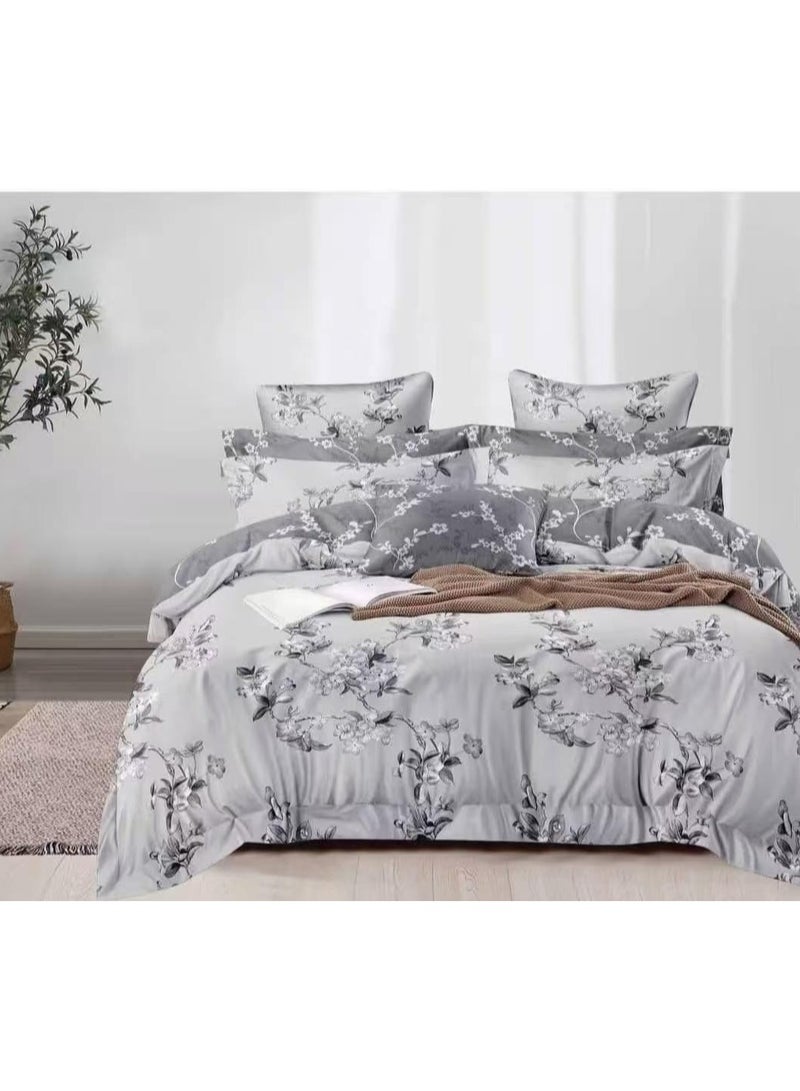 الرائد طقم غطاء لحاف كينج مكون من 6 قطع - طقم ملاءات سرير ناعمة وجيدة التهوية مع غطاء لحاف وملاءة ذات جيوب عميقة و4 أكياس وسائد - راحة طوال المواسم ونمط غرفة نوم أنيق