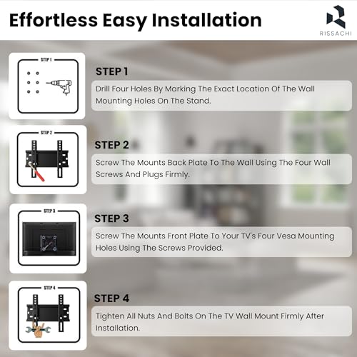 RISSACHI® Heavy Duty TV Stand Wall Mount | Universal LED Stand for 14 to 42 Inch LCD, Smart TVs | Space-Saving & Adjustable TV Wall Mount (Pack of 2) - Image 5