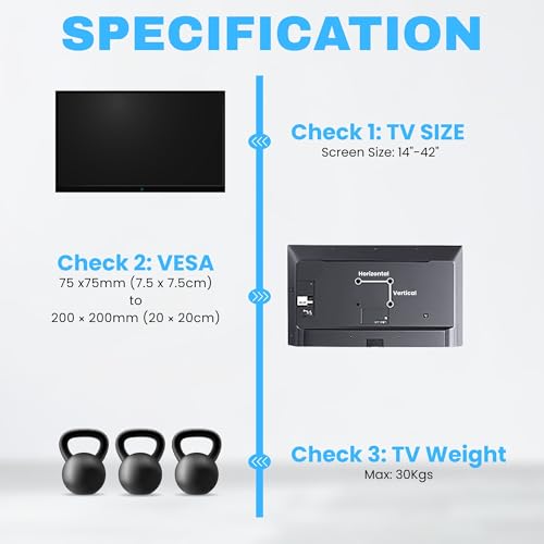 RISSACHI® Heavy Duty TV Stand Wall Mount | Universal LED Stand for 14 to 42 Inch LCD, Smart TVs | Space-Saving & Adjustable TV Wall Mount (Pack of 2) - Image 2
