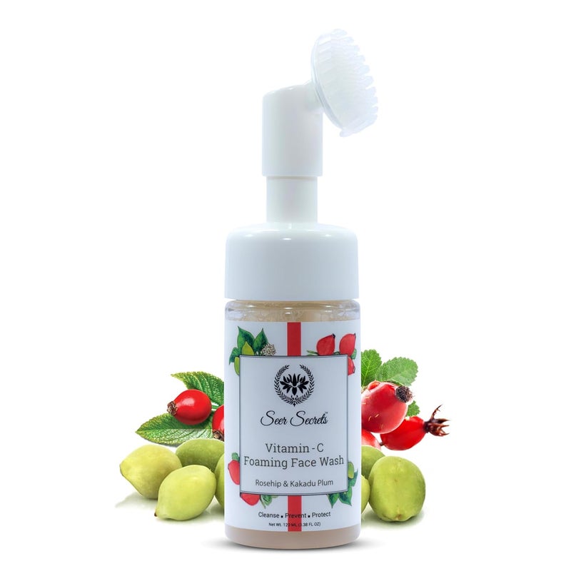Seer Secrets Vitamin Foaming Face Wash Brightening faceVitamin C for Clean Clear Bright Skin No Parabens Sulphates Vegan Cruelty Free All Skin Type 120 ml - Image 1