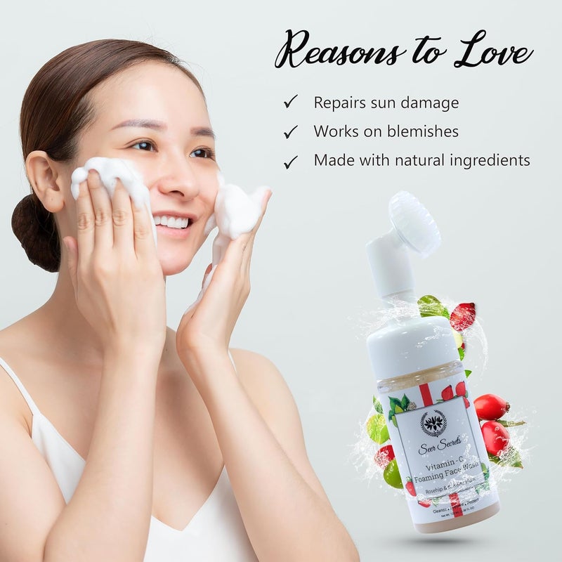 Seer Secrets Vitamin Foaming Face Wash Brightening faceVitamin C for Clean Clear Bright Skin No Parabens Sulphates Vegan Cruelty Free All Skin Type 120 ml - Image 5