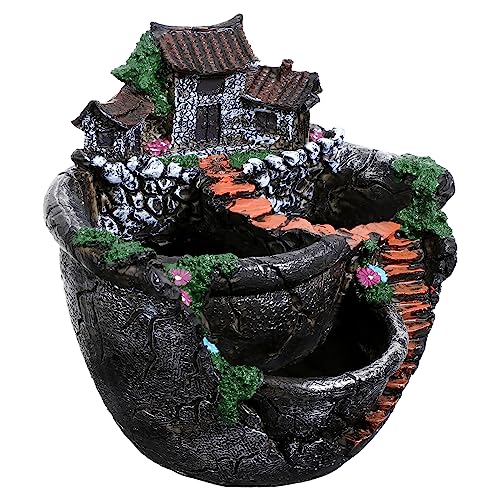 OUNONA Plant Pot, Mini Garden Pot Container Fairy Garden Pot with Sweet House Tabel Decor for Home Office Living Room (Silver) - Image 3