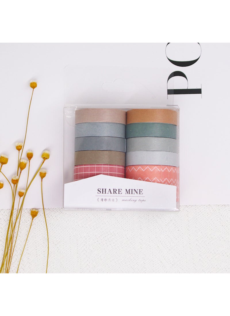 10-roll Set Pure Color Paper Tape Diy Decoration Student Basic Journal Handbook Simple Design Suitable Various Occasions Diffuse Streamer - pzsku/ZB1FC52504A7C082095F1Z/45/_/1741691334/514efb4b-355b-4545-86bb-57ee18901f81