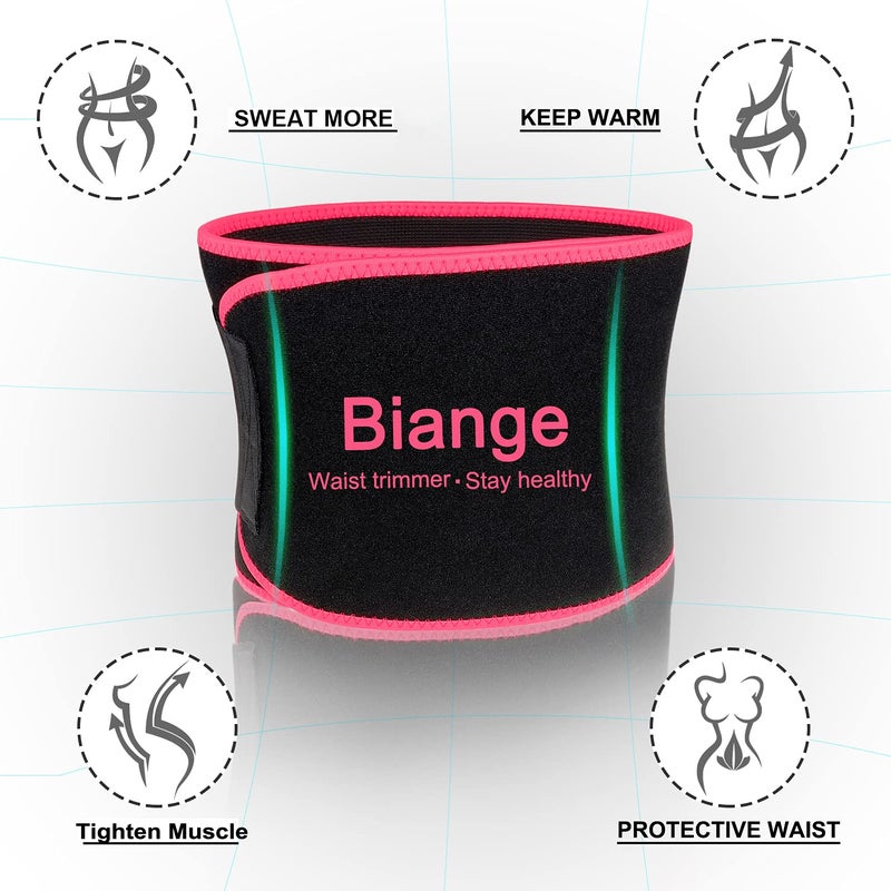 Biange Waist Trainer for Women Men Sweat Belt Waist Trimmer Belly Band Stomach Wraps - Image 5