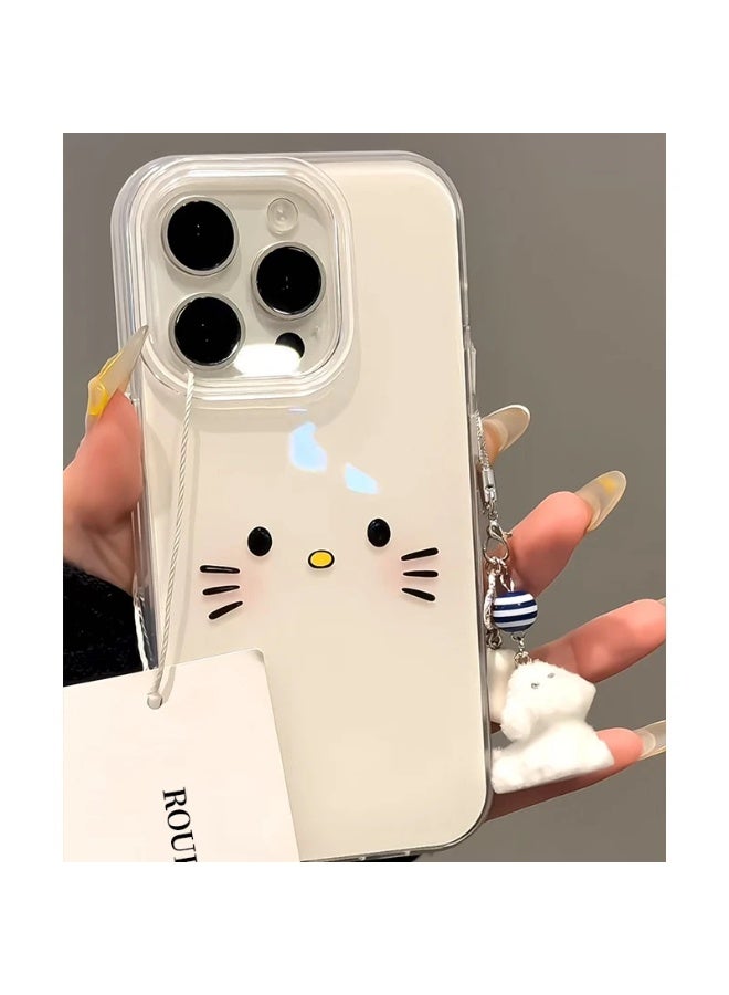 NIBEMINENT Cute Kitten Expression Protective TPU Case Cover For iPhone 16 Plus, White