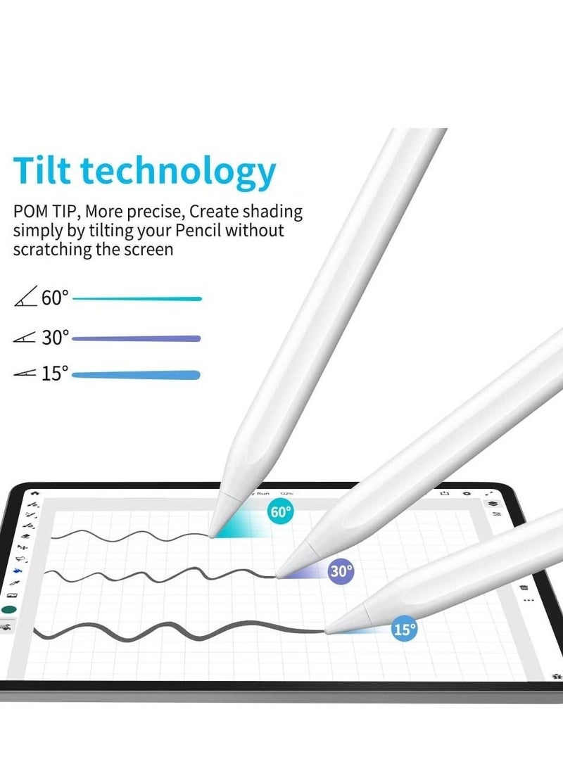 Upgraded Stylus Pen, iPad Pencil, Ultra High Precision & Sensitivity, Palm Rejection, Prevents False ON/Off Touch, Power Display, Tilt Sensitivity, Magnetic Adsorption for iPad  - Image 4