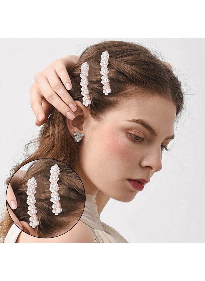 AEGYPIUS - 2Pcs Pearl Hair Clips Fashion Handmade Pearl Hair Barrettes Elegant Pearl Hair Clips Handmade Gold Snap Barrettes Ideal For Thick Hair & Styling 2Pcs Set 7Cm X 1Cm Durable Metal Alloy - Image 1
