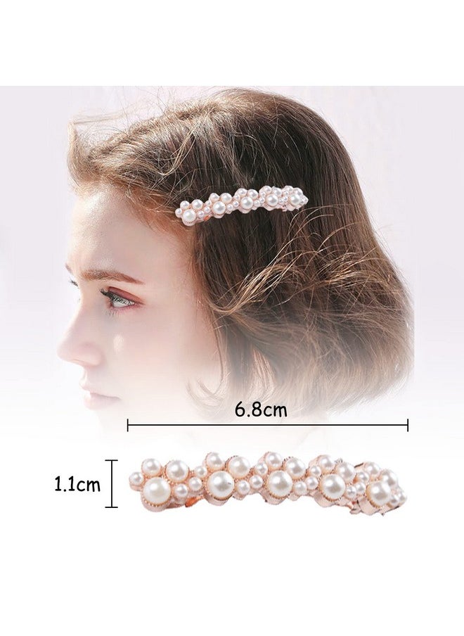 AEGYPIUS - 2Pcs Pearl Hair Clips Fashion Handmade Pearl Hair Barrettes Elegant Pearl Hair Clips Handmade Gold Snap Barrettes Ideal For Thick Hair & Styling 2Pcs Set 7Cm X 1Cm Durable Metal Alloy - Image 1