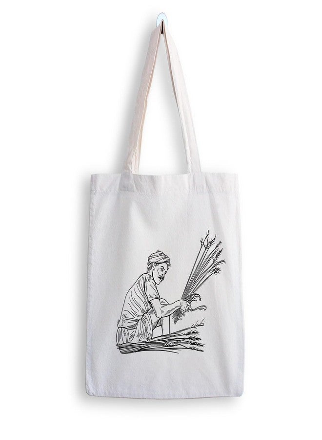 ARTBUG Tote Bag for Women with zip, Aesthetic Canvas tote bag for college girls, office, stylish and reusable - Farmer - D No - 099 - Image 1
