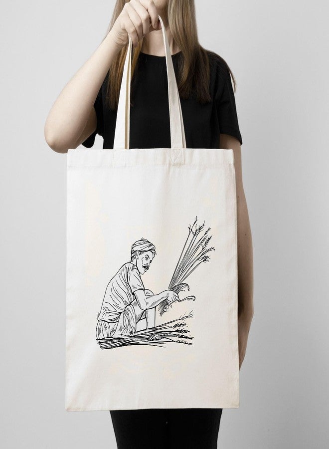 ARTBUG Tote Bag for Women with zip, Aesthetic Canvas tote bag for college girls, office, stylish and reusable - Farmer - D No - 099 - Image 3