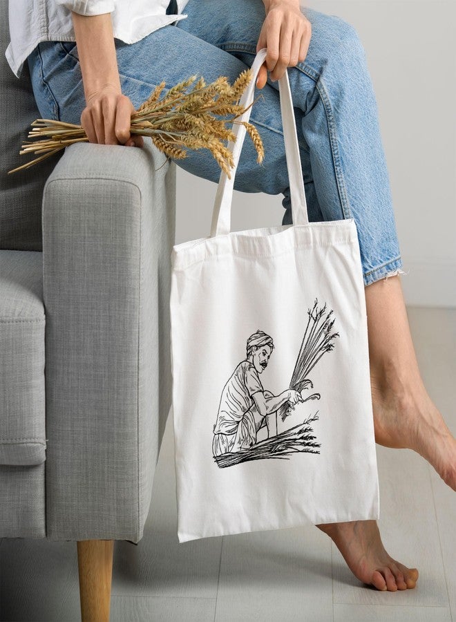 ARTBUG Tote Bag for Women with zip, Aesthetic Canvas tote bag for college girls, office, stylish and reusable - Farmer - D No - 099 - Image 2