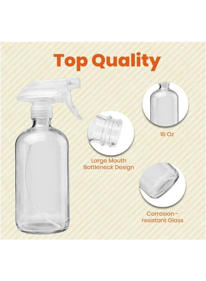 FUFU زجاجات رذاذ زجاجية شفافة فارغة FUFU قابلة لإعادة التعبئة سعة 16 أونصة لمنتجات العناية، التنظيف، العلاج بالروائح، رش النباتات، أو الطهي - رذاذ موثوق مع إعدادات رذاذ وتيار - عبوة من 2 - Image 3