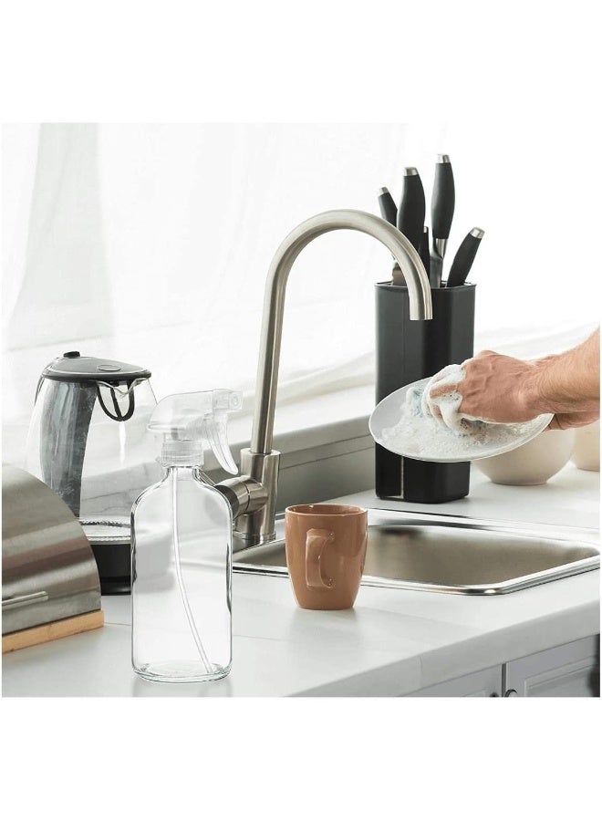 FUFU زجاجات رذاذ زجاجية شفافة فارغة FUFU قابلة لإعادة التعبئة سعة 16 أونصة لمنتجات العناية، التنظيف، العلاج بالروائح، رش النباتات، أو الطهي - رذاذ موثوق مع إعدادات رذاذ وتيار - عبوة من 2 - Image 5