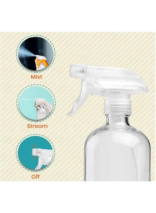 FUFU زجاجات رذاذ زجاجية شفافة فارغة FUFU قابلة لإعادة التعبئة سعة 16 أونصة لمنتجات العناية، التنظيف، العلاج بالروائح، رش النباتات، أو الطهي - رذاذ موثوق مع إعدادات رذاذ وتيار - عبوة من 2 - Image 2