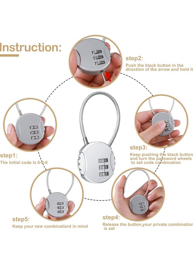 4 قطع من أقفال تركيبة مكونة من 3 أرقام، أقفال أرقام مركبة، قفل أمتعة مقاوم للماء، أقفال سفر للخزانة، صندوق الأدوات، حقيبة السفر، صالة الألعاب الرياضية - Image 3