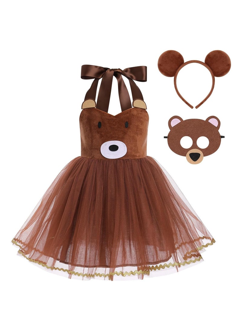 SYOSI Girls Jungle Themed Cosplay Dress, Animal Leopard Cosplay, Tutu Dress, Birthday Party Outfit, 3PCS Set, Girls Jungle Themed Animal Costumes, Birthday Party Safari Costume (7-8 Y) - Image 1