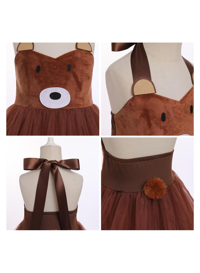 SYOSI Girls Jungle Themed Cosplay Dress, Animal Leopard Cosplay, Tutu Dress, Birthday Party Outfit, 3PCS Set, Girls Jungle Themed Animal Costumes, Birthday Party Safari Costume (7-8 Y) - Image 4