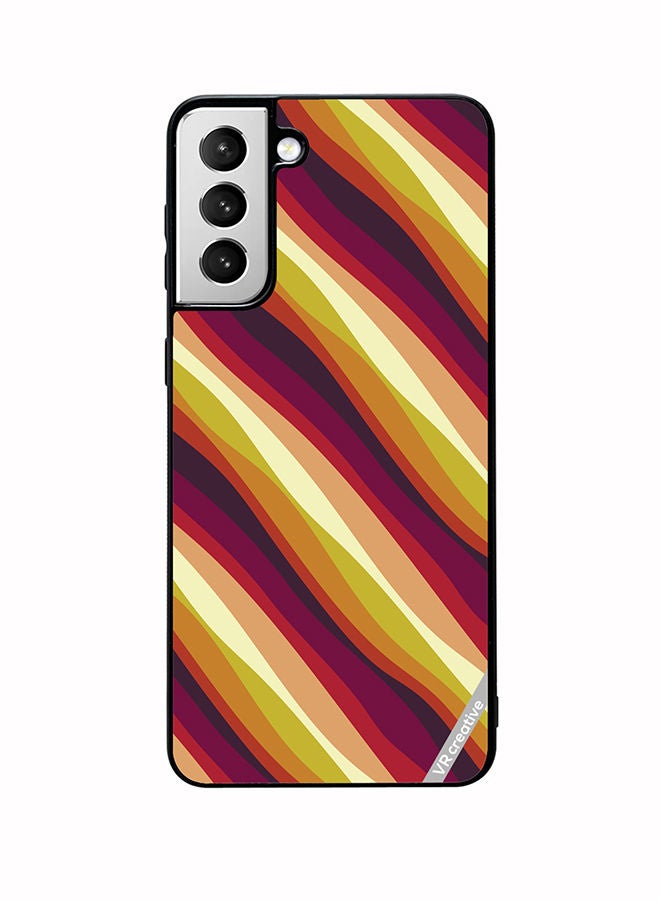 VR CREATIVE Protective Case Cover For Samsung Galaxy S22 5G Colorful With Curved Lines Pattern2 Design Multicolour - Image 1