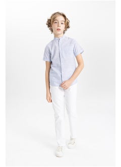 DeFacto Boy Regular Fit Stand- Up Collar Woven Short Sleeve Shirt  - Image 2