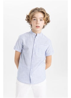 DeFacto Boy Regular Fit Stand- Up Collar Woven Short Sleeve Shirt  - Image 4