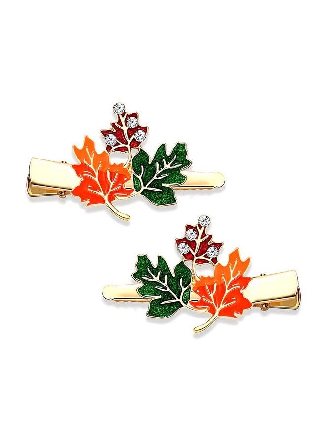 PHALIN - Thanksgiving Hair Clips Fall Hairpins For Women Enamel Rhinestone Maple Leaf Turkey Pumpkin Alligator Hair Clips Autumn Gathering Party Hair Accessory Gifts - Image 1