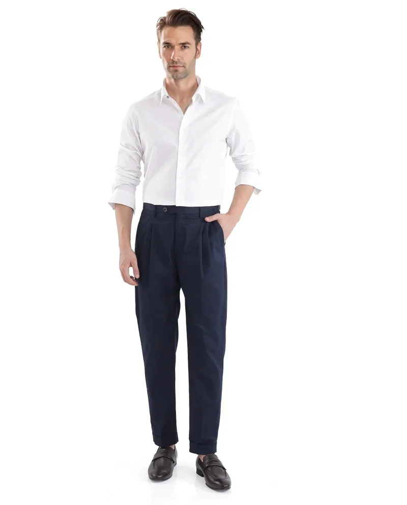 Rare Rabbit Men's Regular Fit Pleated Solid Trousers