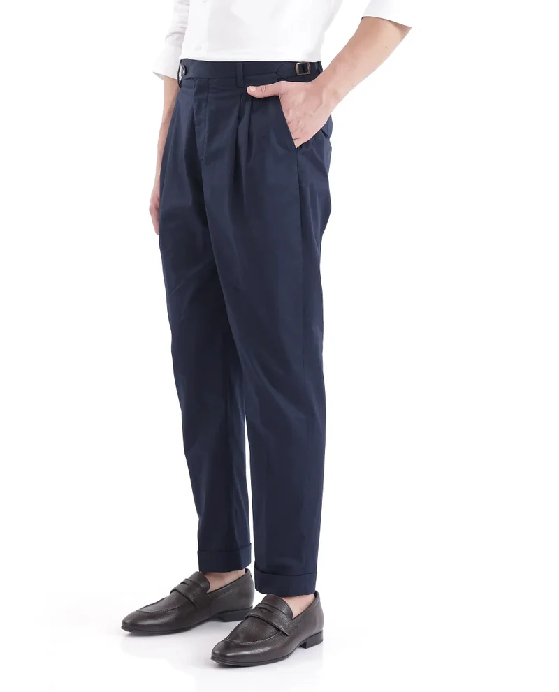 Rare Rabbit Men's Regular Fit Pleated Solid Trousers