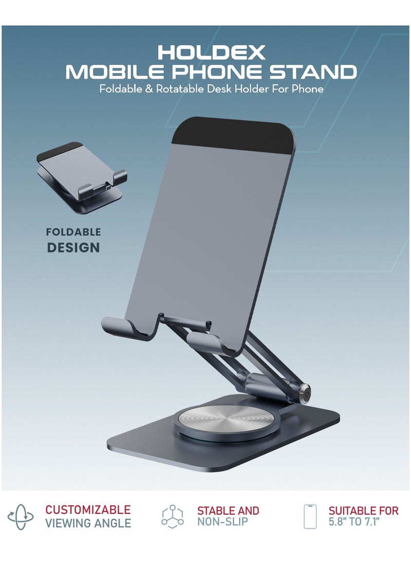 Moxedo Holdex Mobile Phone Stand 360° Rotatable Height Adjustable Foldable Desktop Multi-Angle Metal Mobile Stand Holder Compatible with Devices 5.8” to 7.1” - Image 2