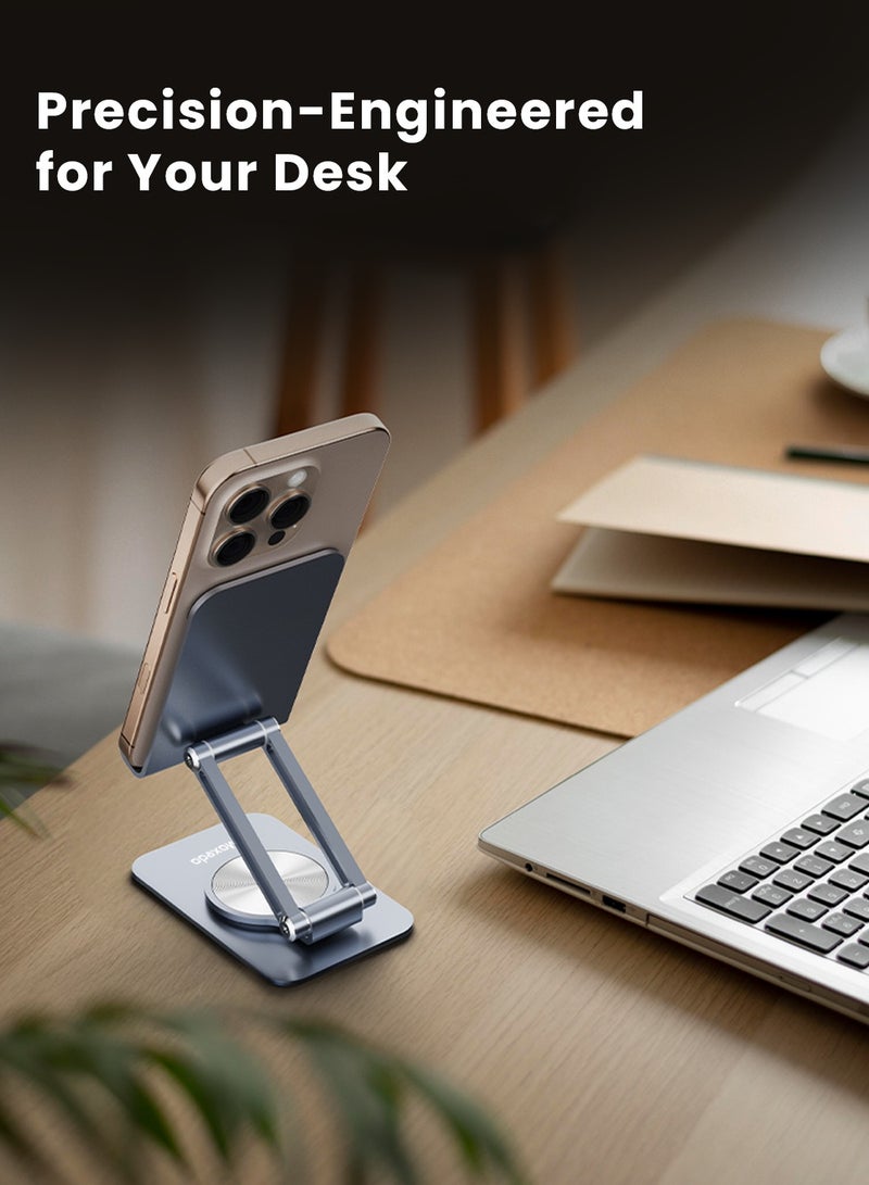 Moxedo Holdex Mobile Phone Stand 360° Rotatable Height Adjustable Foldable Desktop Multi-Angle Metal Mobile Stand Holder Compatible with Devices 5.8” to 7.1” - Image 3