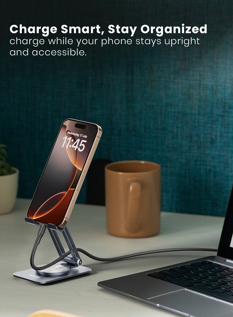 Moxedo Holdex Mobile Phone Stand 360° Rotatable Height Adjustable Foldable Desktop Multi-Angle Metal Mobile Stand Holder Compatible with Devices 5.8” to 7.1” - Image 4