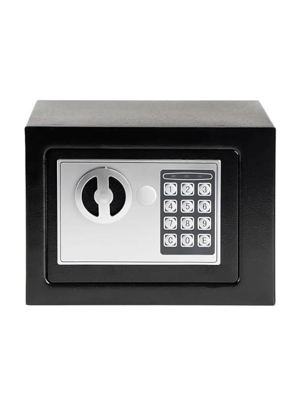 SHOPELLA SHOPELLA Digital Electronic Safe Metal Locker Box for Home and Office with Double Deadlock Ideal for Jewellery Documents Valuables PIN and Manual Access Black  - Image 1