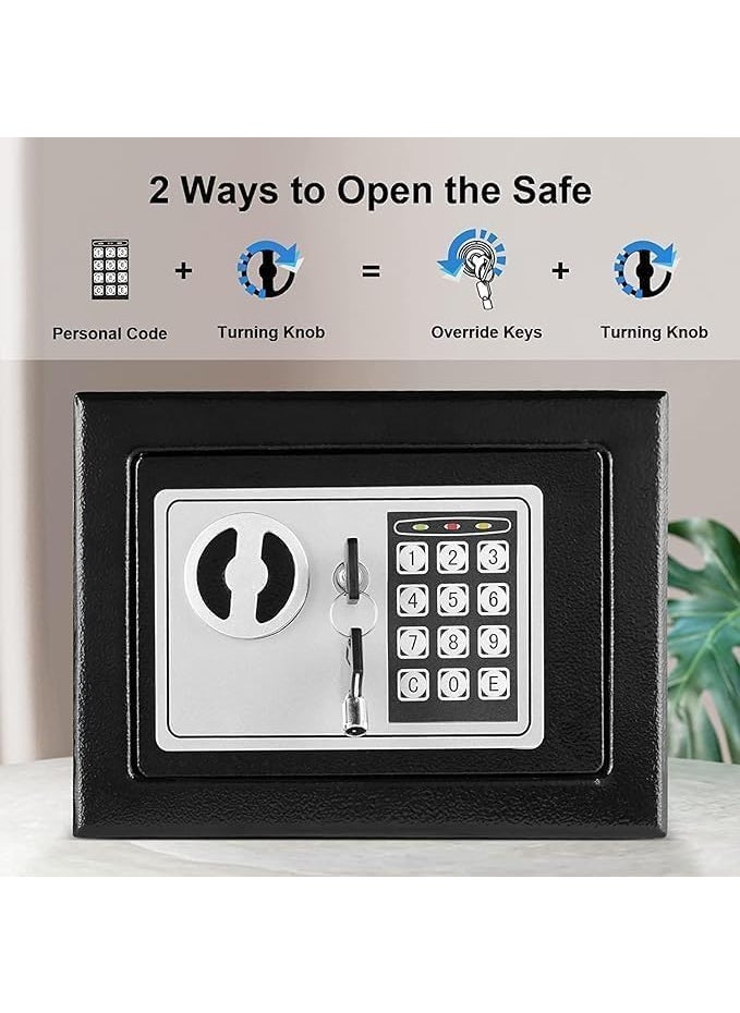 SHOPELLA SHOPELLA Digital Electronic Safe Metal Locker Box for Home and Office with Double Deadlock Ideal for Jewellery Documents Valuables PIN and Manual Access Black  - Image 4