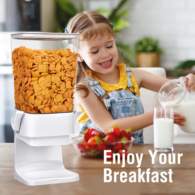 QNP Cereal Dispenser Countertop 2pcs,5.5L Cereal Containers Storage Dispenser for Pantry,Dry Food Storage Rice Containers,Candy Dispenser,Snack Organizer Machine for Grains, Nuts,Oatmeal, Pet Food White - Image 2