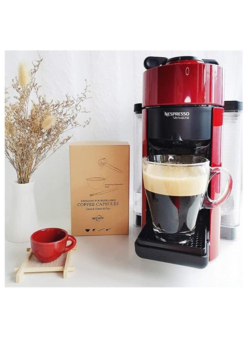 ريكابس كبسولات قهوة نيسبريسو ماركة ريكابس معدنية قابلة لإعادة الملء 230 مل  لحجم فيرتولاين GCA1 و ENV135 و فيرتوبلس BNV420  (2 كبسولات حجم فيرتولاين + 100 غطاء) - Image 5