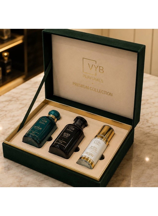 VYB Perfumes AID Luxury Gift Box Collection for Men and Women - Aura Intense Club Edition & Dua Extrait De Parfum with Ivory Touch Body Lotion, Premium Fragrance Gift Set for Daily Wear & Special Occasions - Image 3