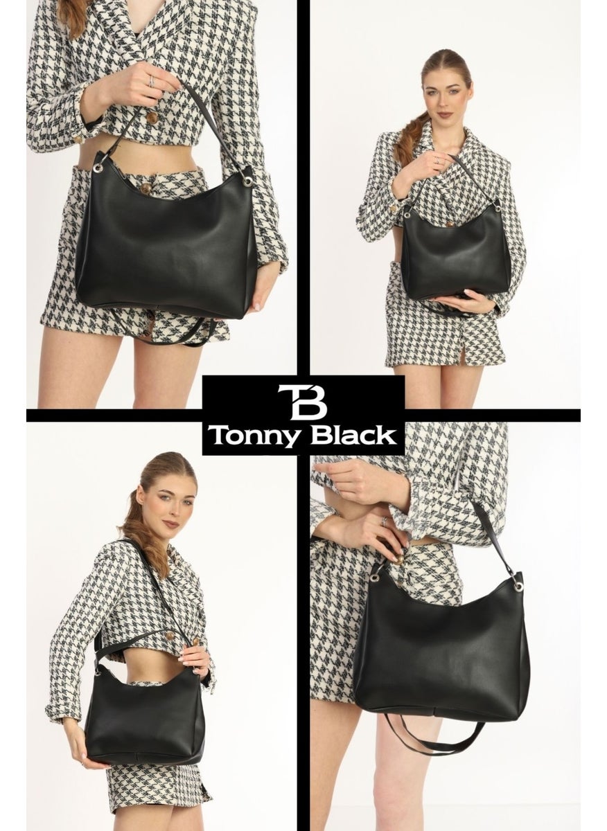 tonny black - Original Large Volume Large Size Luxury Soft Leather Crossbody Single Compartment Handbag and Shoulder Bag - Image 1
