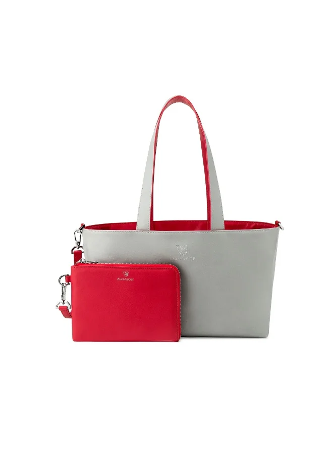 Veganologie Palindrome Reversible Tote Bag Made From 15 Recycled Plastic Bottles (Red-Grey)