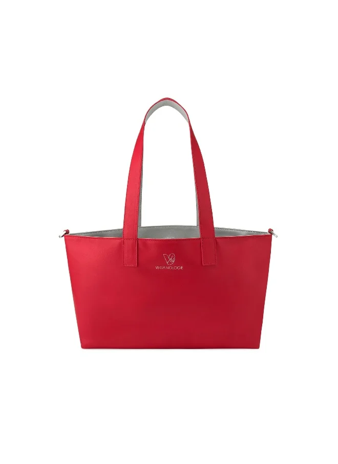 فيجانولوجي Palindrome Reversible Tote Bag Made From 15 Recycled Plastic Bottles (Red-Grey)
