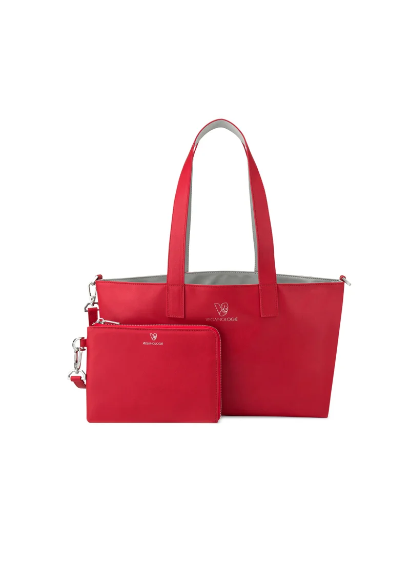 فيجانولوجي Palindrome Reversible Tote Bag Made From 15 Recycled Plastic Bottles (Red-Grey)