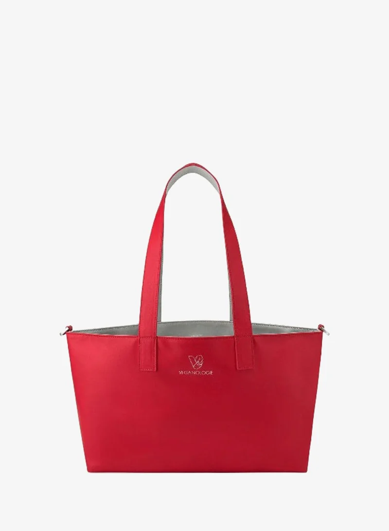 Veganologie Palindrome Reversible Tote Bag Made From 15 Recycled Plastic Bottles (Red-Grey)