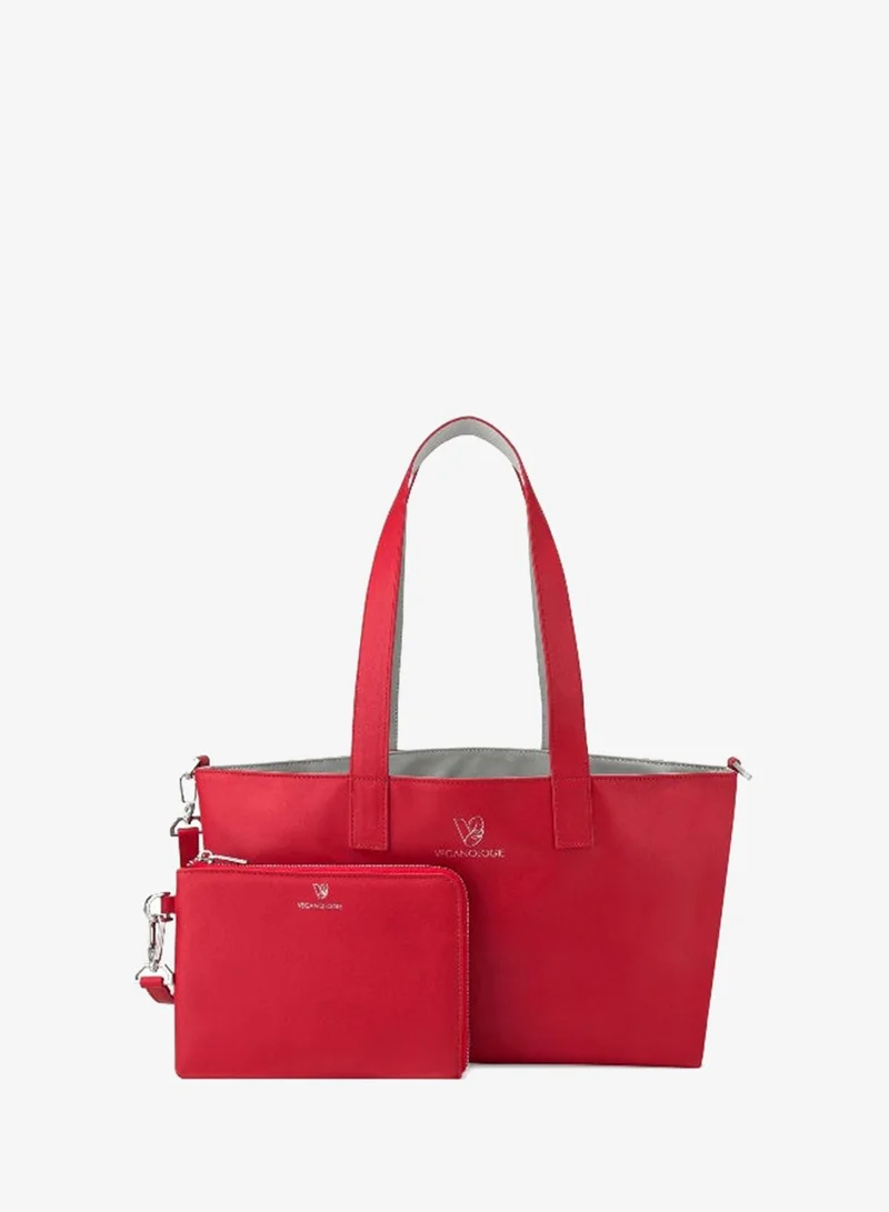 Veganologie Palindrome Reversible Tote Bag Made From 15 Recycled Plastic Bottles (Red-Grey)