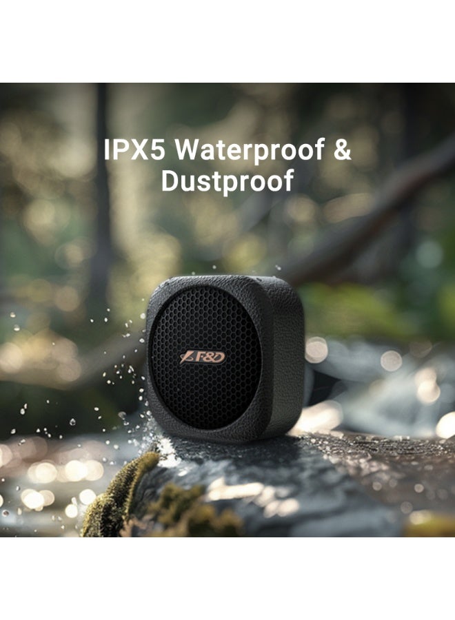 F&D RW10 Portable Bluetooth Speaker with 7W RMS Built-in Noise-Cancelling Mic, Bluetooth 5.3, IPX5 Waterproof, True Wireless Stereo Pairing, BT/TF/USB Inputs, 10H Playtime for Home and Outdoors - Image 3