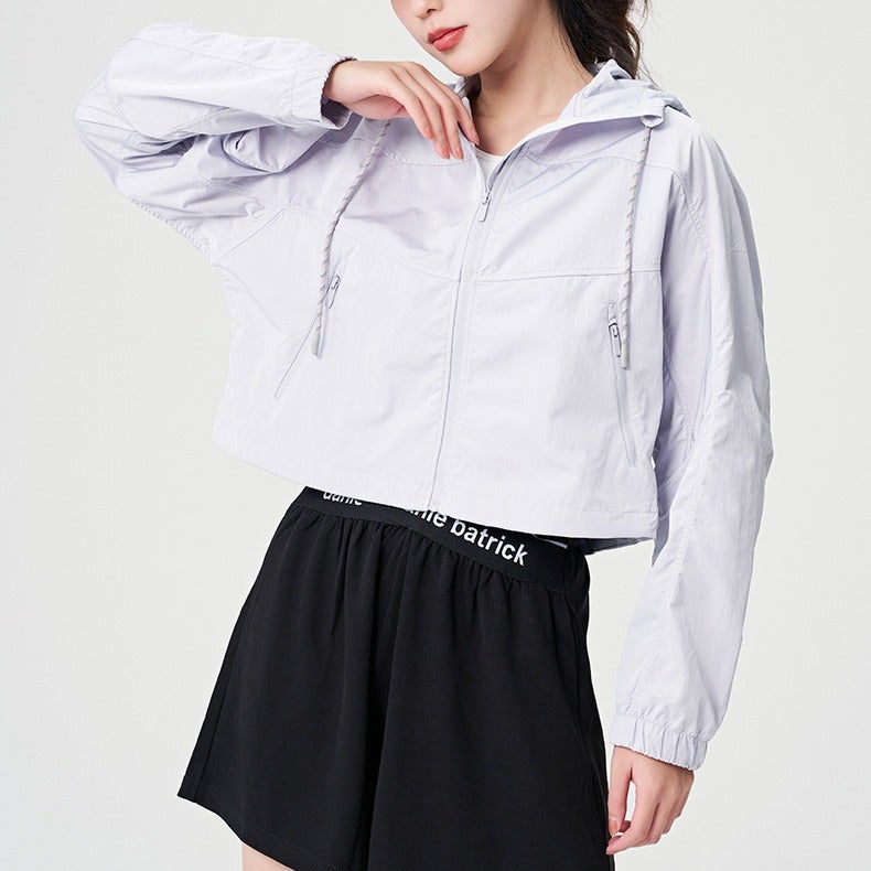 Generic Breathable Sports Yoga Jacket Women Hooded Gray 
