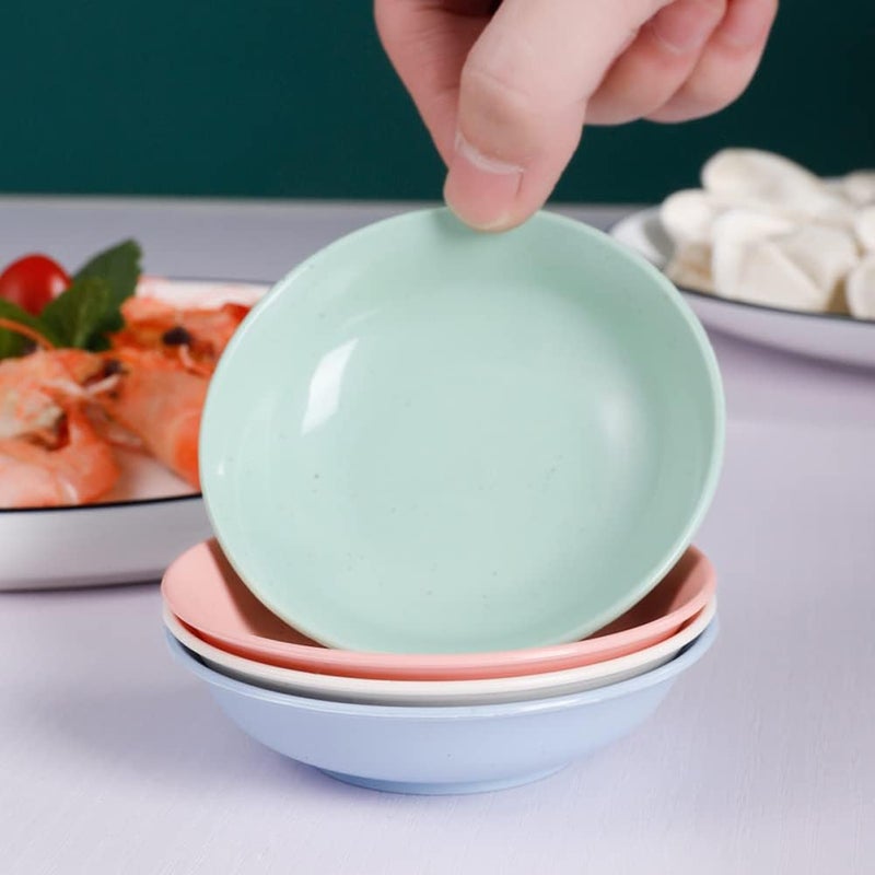 esowemsn 8pcs Plastic Mini Round Sauce Dishes Dipping Bowls Soy Sauce Dishes Appetizer Serving Tray for Home Kitchen Restaurantpinkbluegreenwhite - Image 4