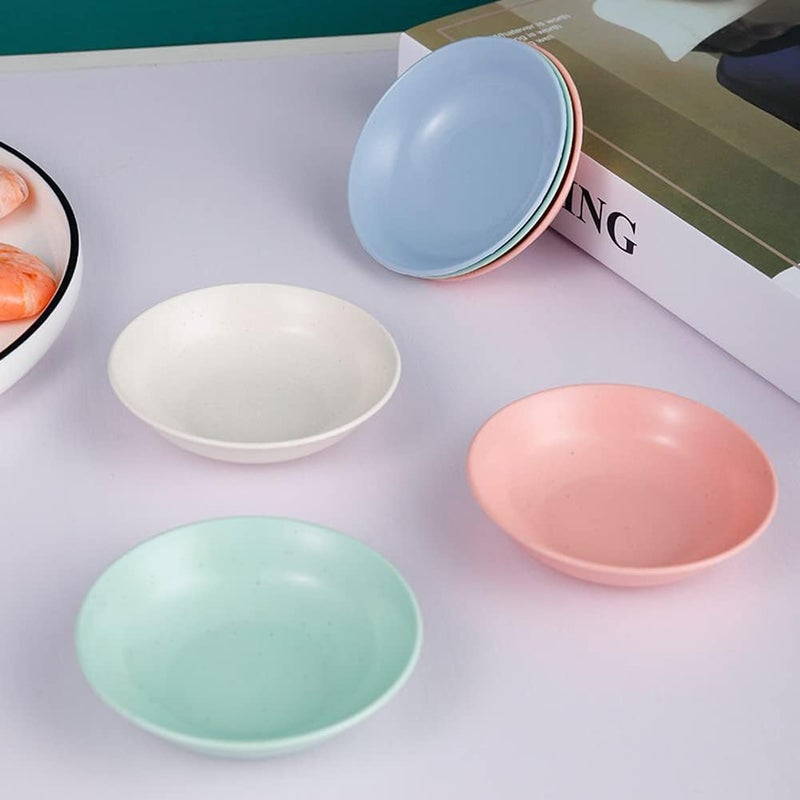 esowemsn 8pcs Plastic Mini Round Sauce Dishes Dipping Bowls Soy Sauce Dishes Appetizer Serving Tray for Home Kitchen Restaurantpinkbluegreenwhite - Image 5